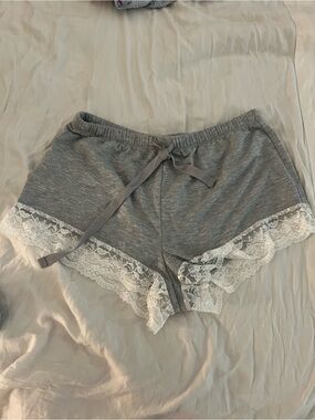 Forever 21 Gray Lace-Trim Sleep Shorts